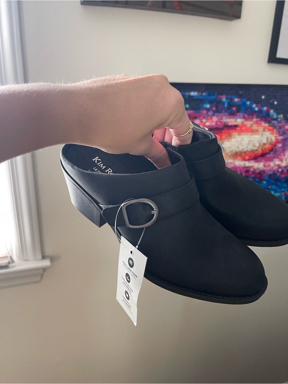Kim Rogers Black Slip-On Mule with Silver Buckle